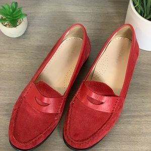 Red COLE HAAN Suede Penny Loafer